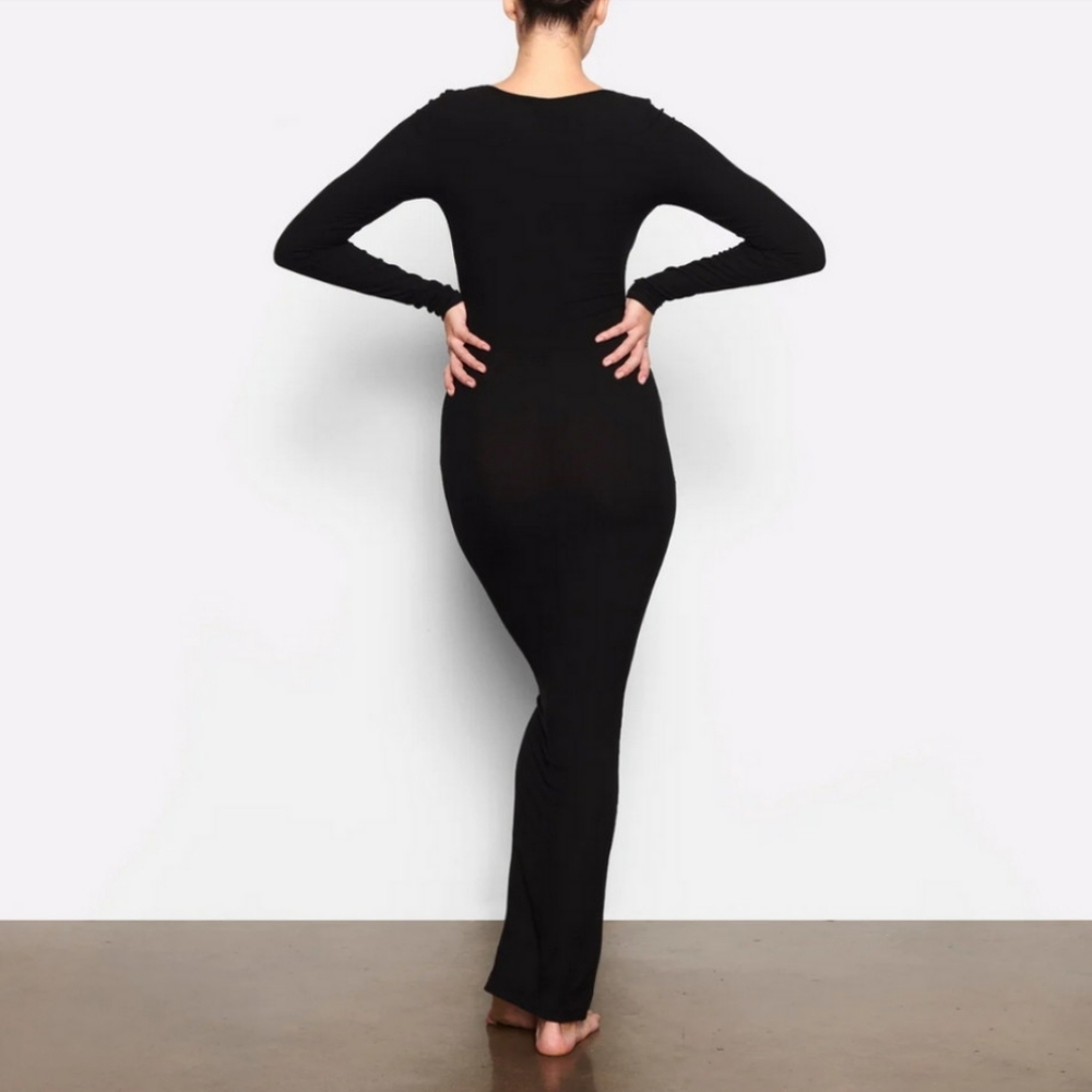 SKIMS Onyx Soft Lounge Long Sleeve Maxi Dress XS - Picture 4 of 6